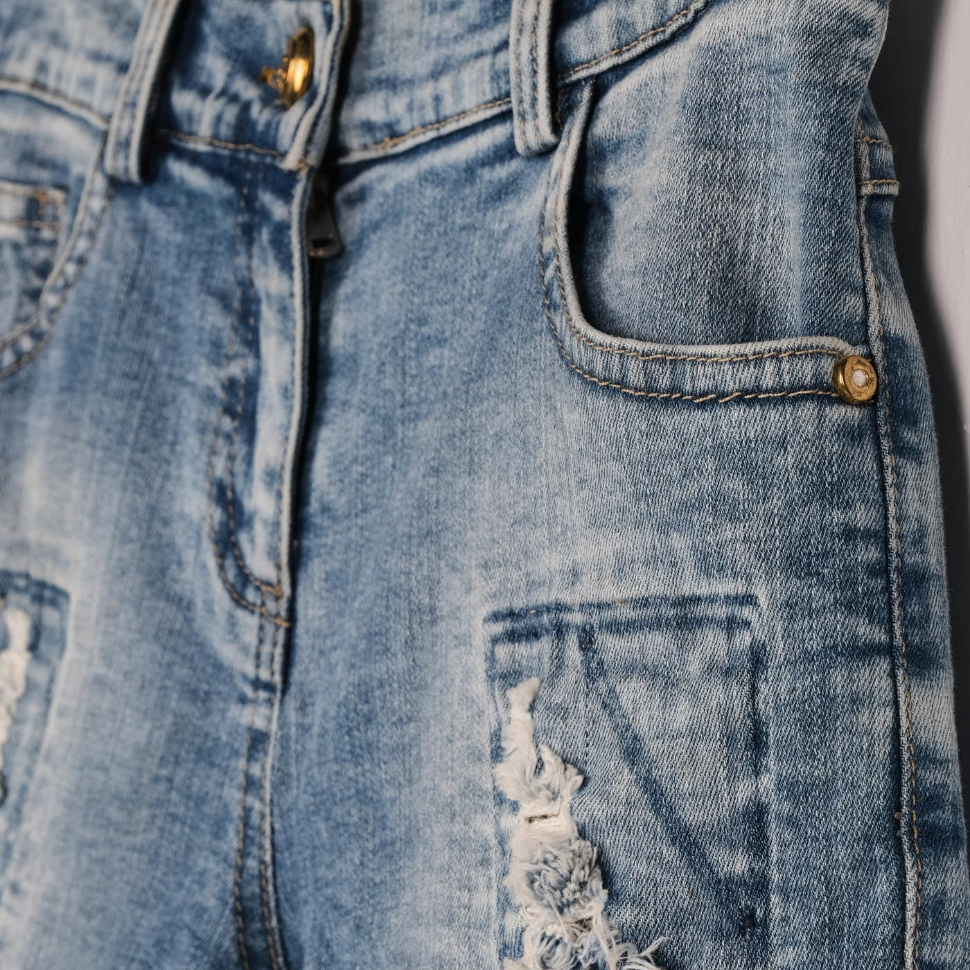 Panco Denim Shorts, Glossy